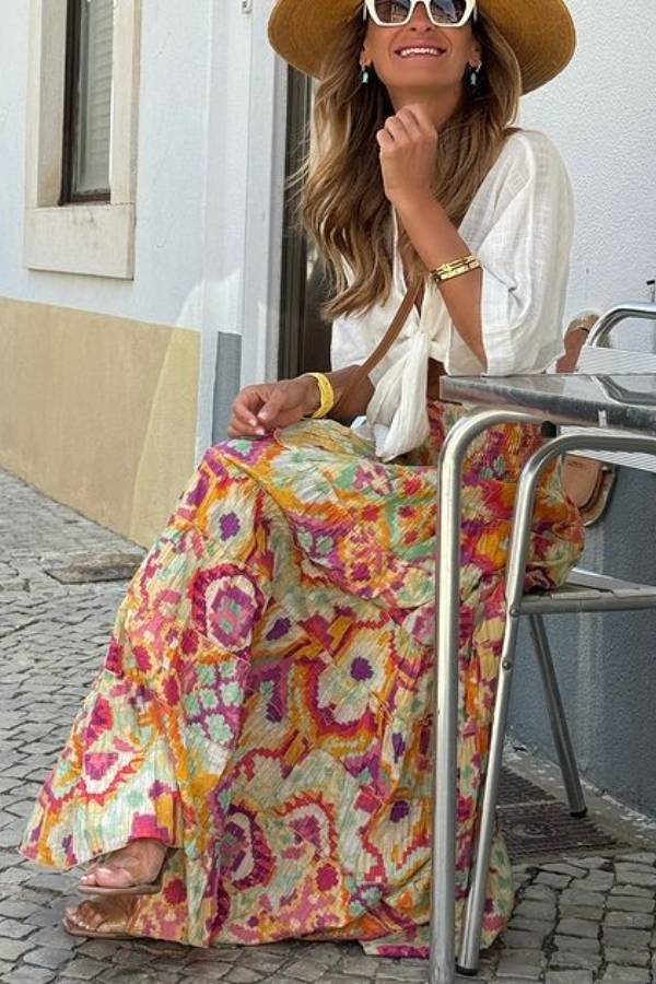 Colorful Abstract Print Skirt
