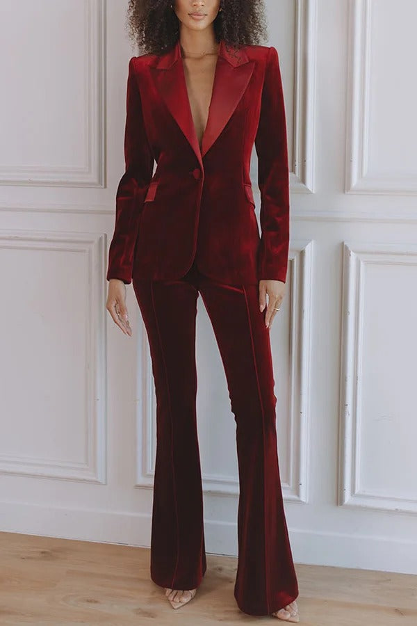 Delicate Daze Velvet High Rise Elastic Waist Flare Pants