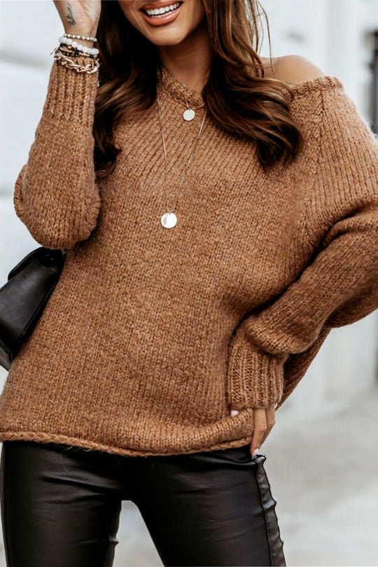 Women Ribbed Knitted Oversized Pullover Sweater