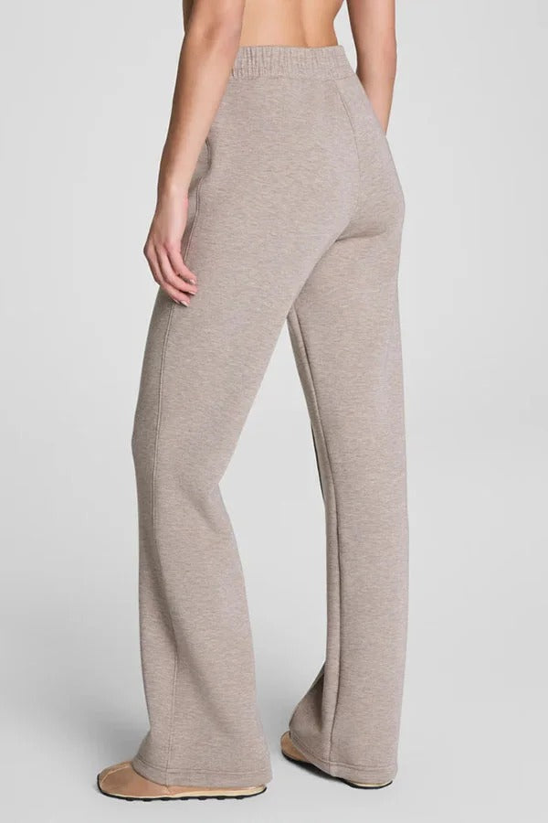 Alfia Ribbed Stand Zipper Neck Long Sleeve Sweatshirt and Button Elastic Waist Pocketed Loose Pants Set