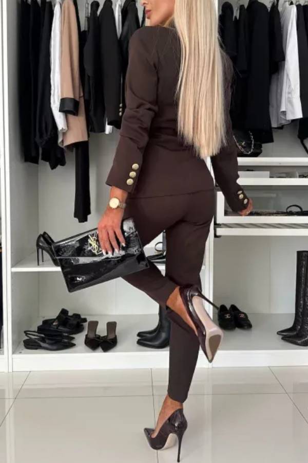 Gold Button Double Breasted Blazer
