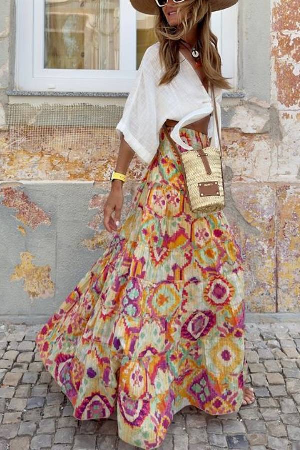 Colorful Abstract Print Skirt