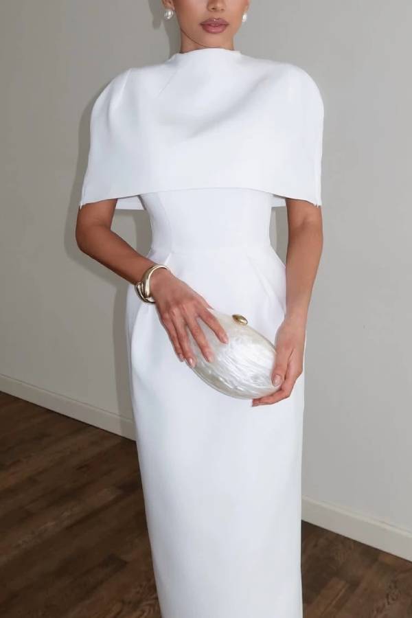 Cape Midi Evening Dress