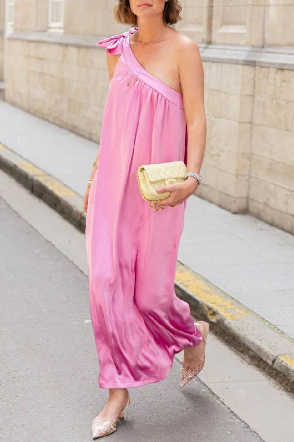 Elegant One-shoulder Lace-up Dress