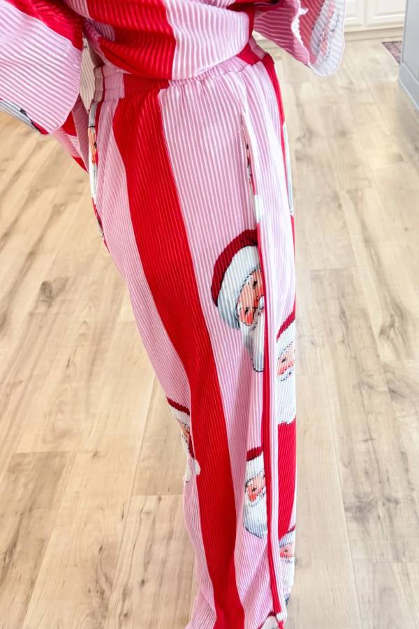 Pink and Red Santa Ribbed Set