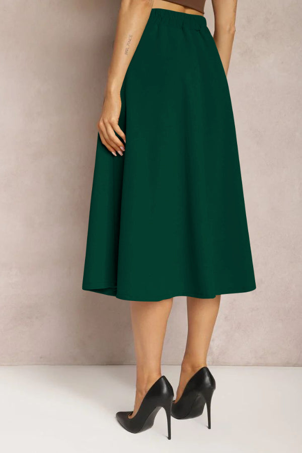 Leather Stitching Solid Color Fashionable Skirt, Elegant and Artistic Retro Skirt for Women