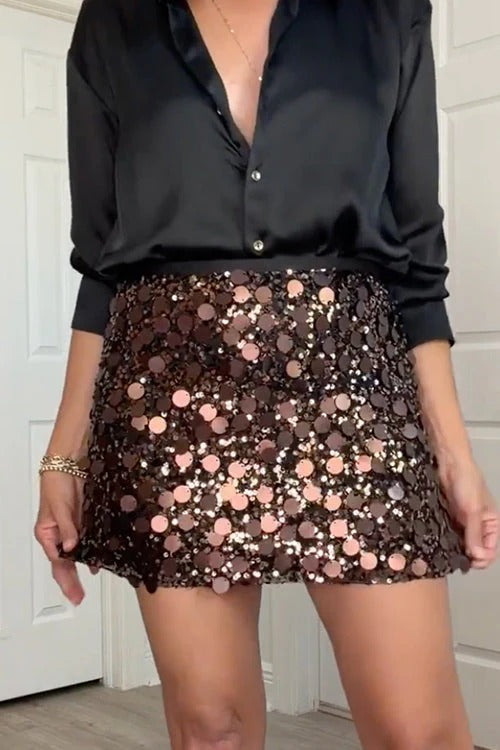 Glitter Sequin Bodycon Mini Skirt