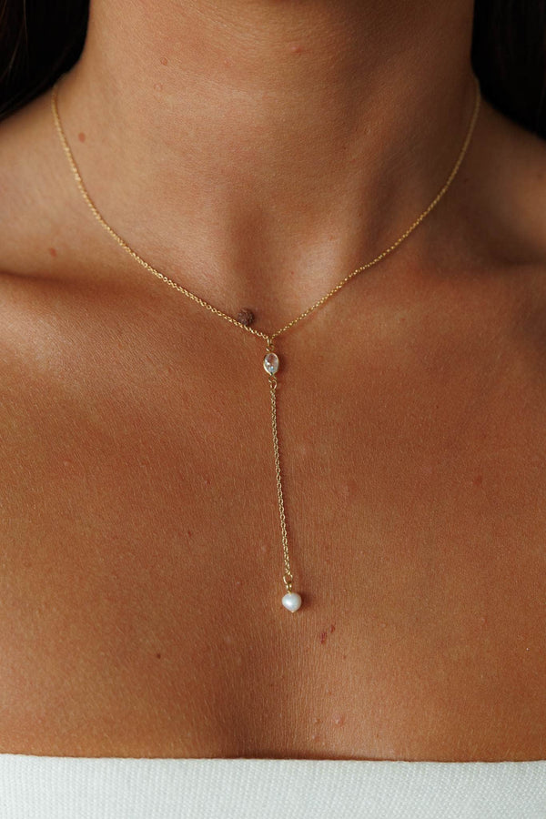Pearl Drop Lariat Necklace