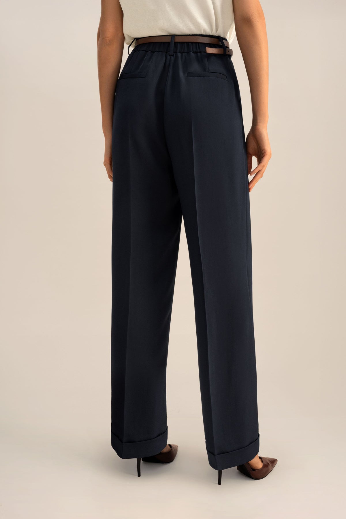 Timeless Pleated Wide-Leg Dense Silk Trousers