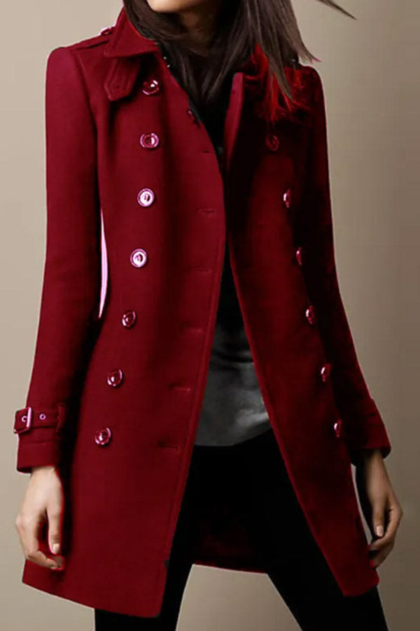 Casual Solid Lapel Long Sleeve Button Coat
