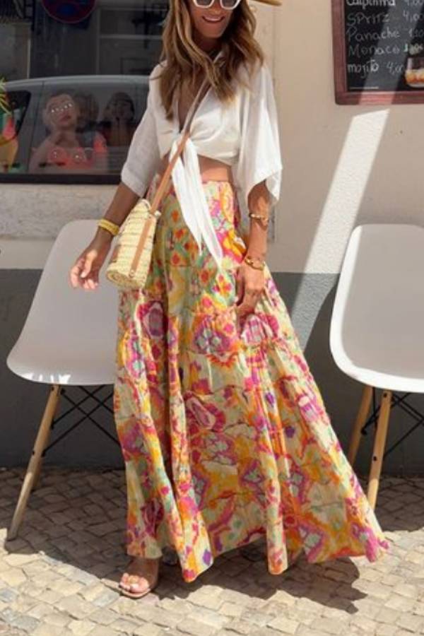 Colorful Abstract Print Skirt