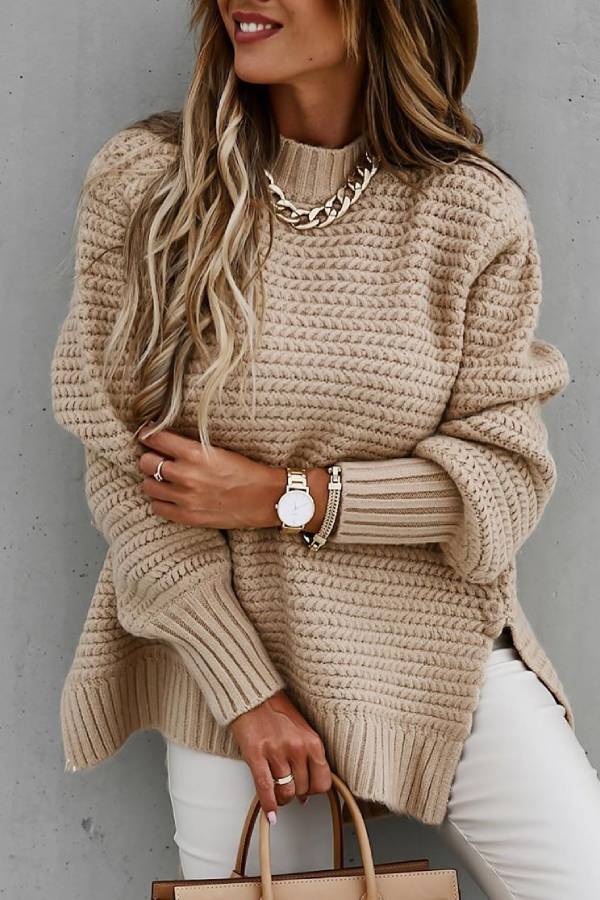 Side Split Knitted Sweater Top