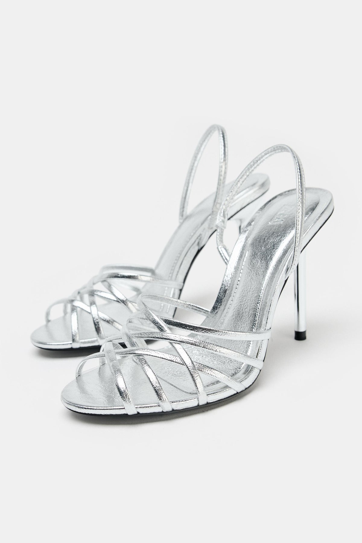 METALLIC EFFECT HEELED SANDALS