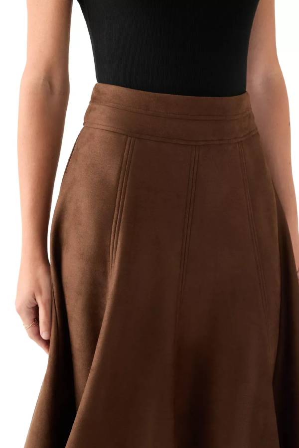 Women's Suede Midi Skirt