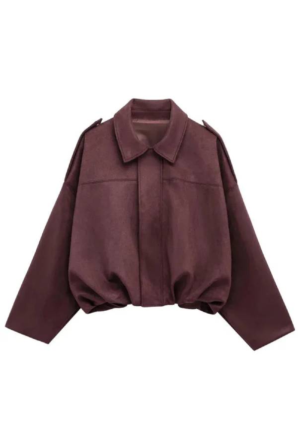 Oversized Short Suede Effect Jacket for Women