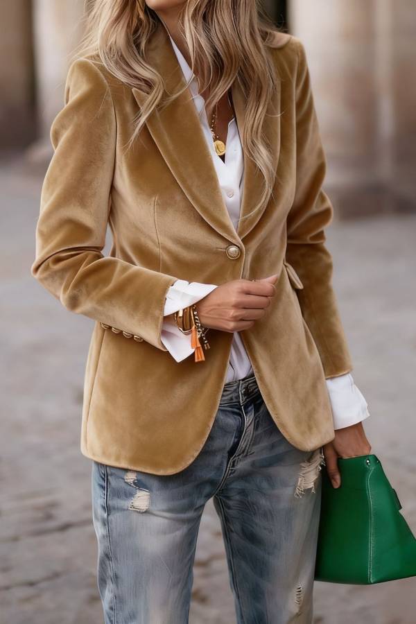 Vintage Velvet Slim-Fit Blazer