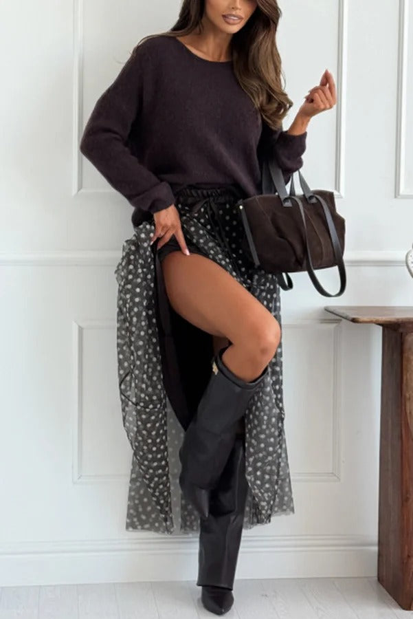 Timeless Treasures Knit Crew Neck Long Sleeve Relaxed Sweater