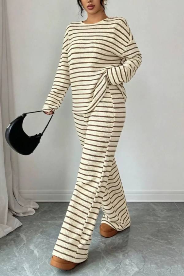 Striped Relaxed Fit Top and Pants Set