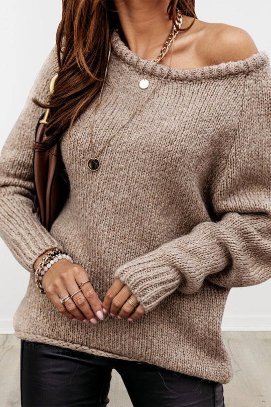 Women Ribbed Knitted Oversized Pullover Sweater