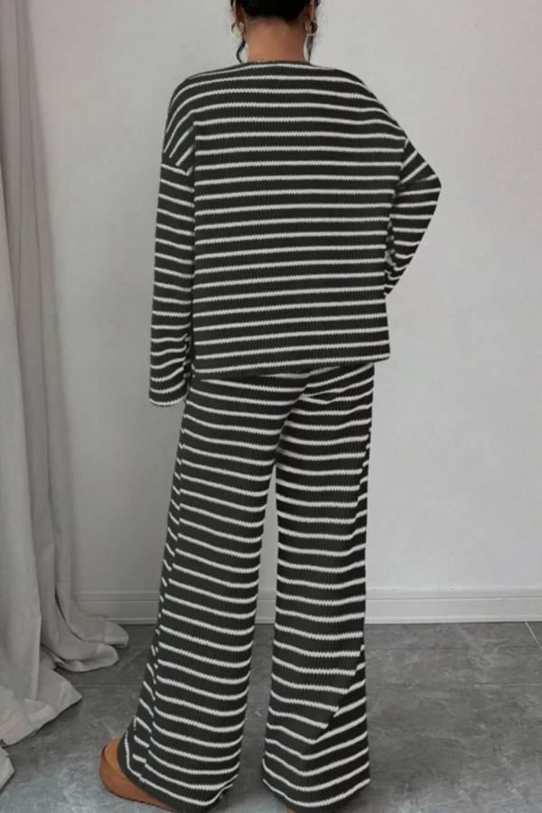 Striped Relaxed Fit Top and Pants Set