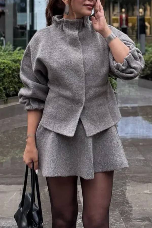 Women's Knit Jacket and Skirt Coordinated Set