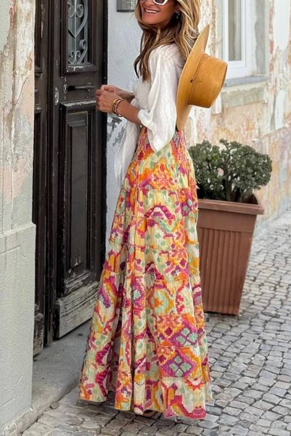 Colorful Abstract Print Skirt