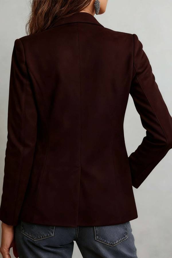Suede lapel single-breasted suit jacket