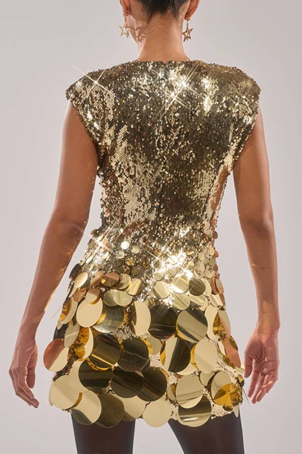 V‑Neck Sleeveless Large Sequin Mini Party Dress