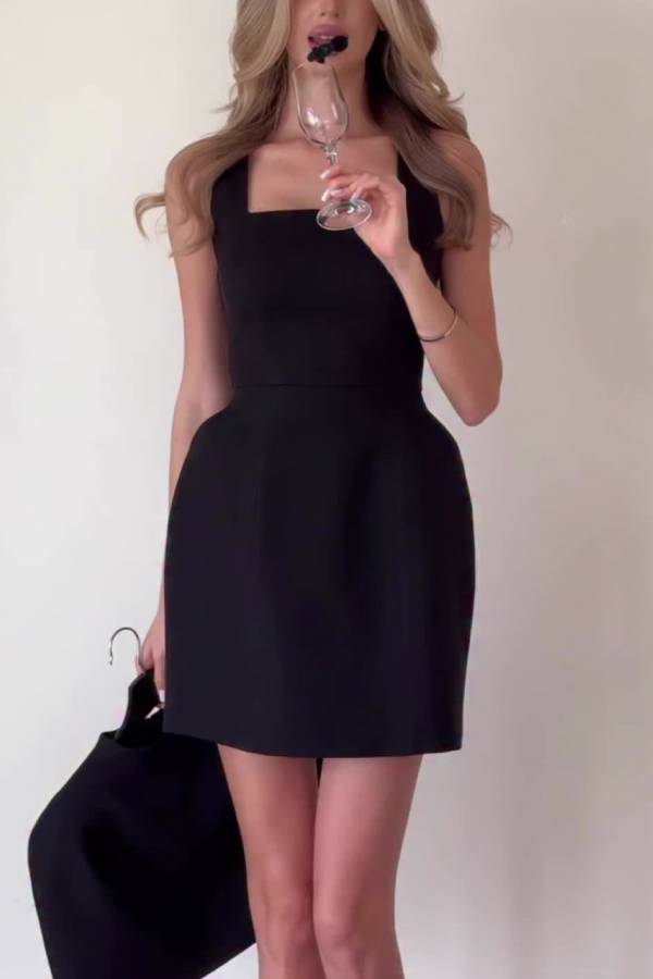 Cape Two‑Piece Mini Evening Dress