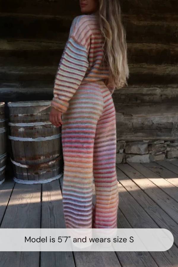 Gradient Stripe Knit Two Piece Set