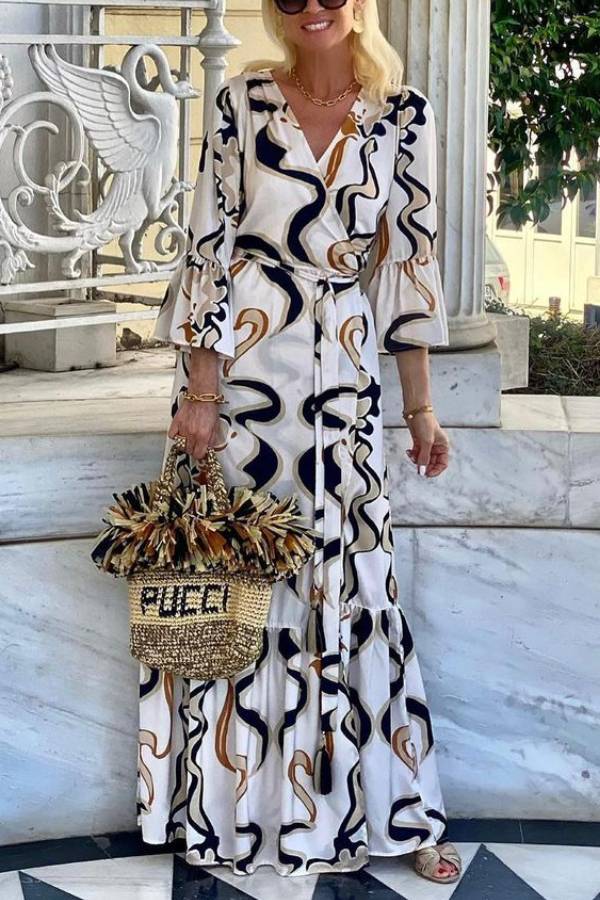 Black and White Tie-dye Maxi Dress