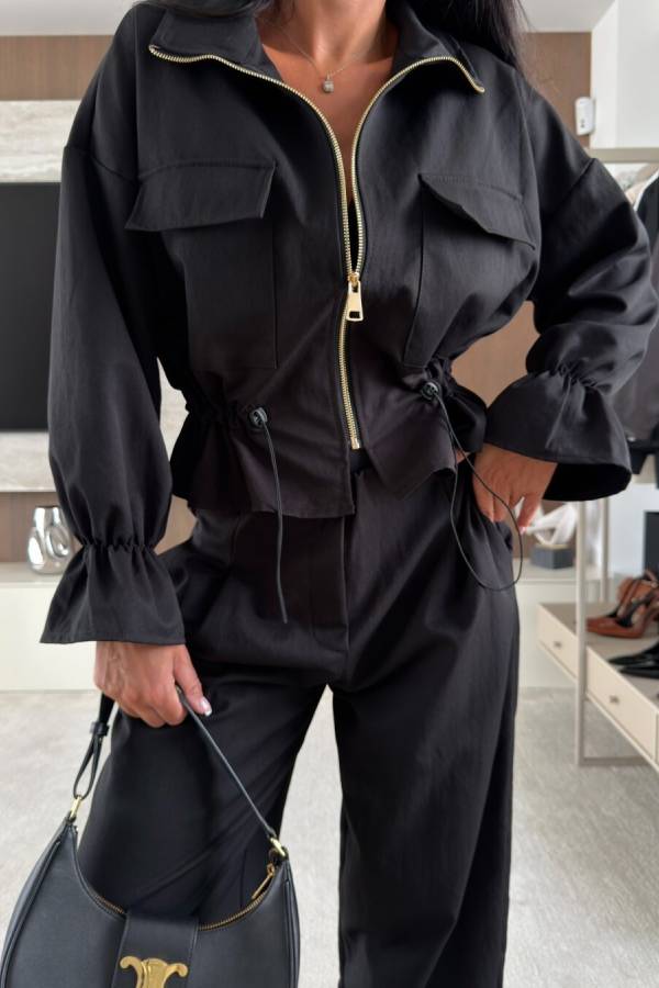 Trendy Workwear Style High Rise Elastic Waist Pocket Jogger Pants