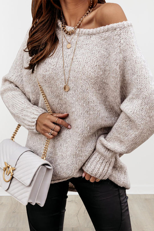 Women Ribbed Knitted Oversized Pullover Sweater