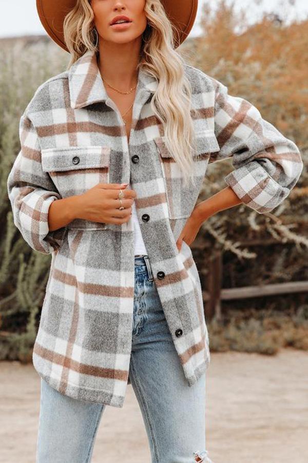 Plaid Pocketed Jacket