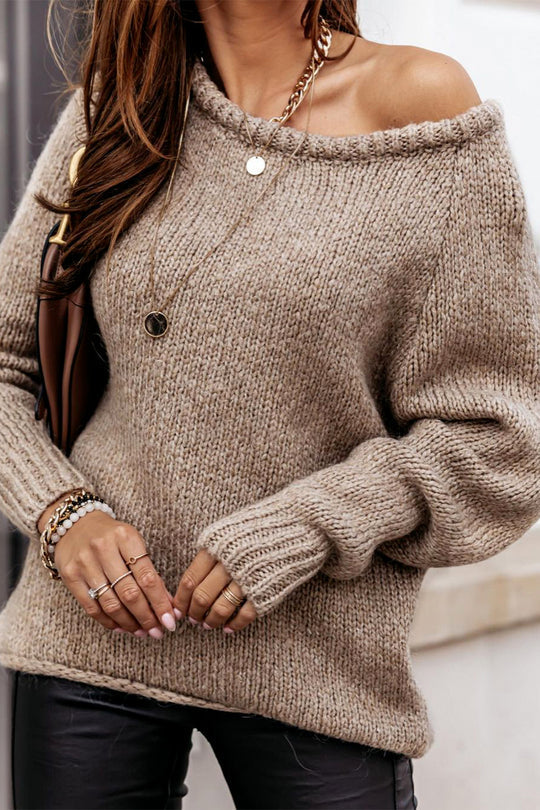 Women Ribbed Knitted Oversized Pullover Sweater