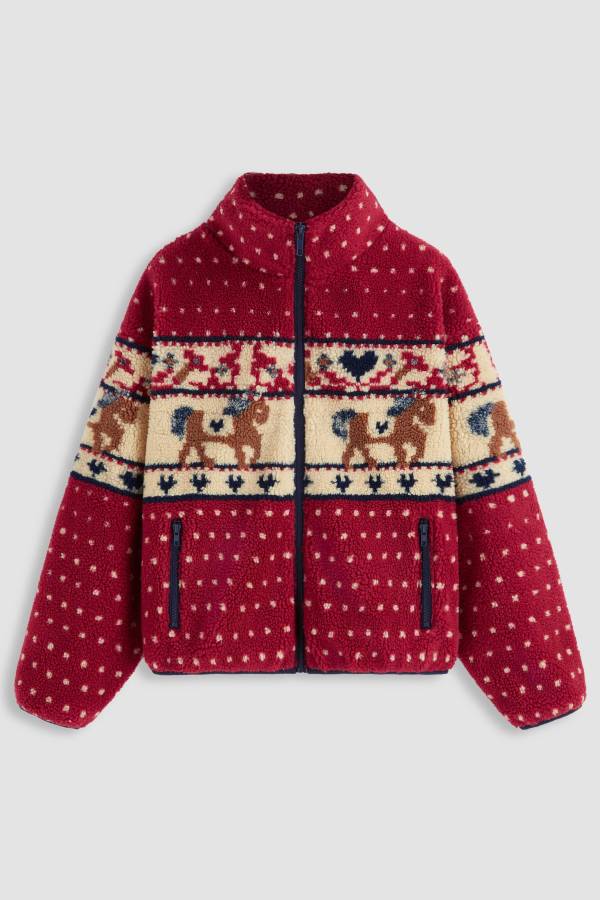 Fleece Collar Graphic Jacket