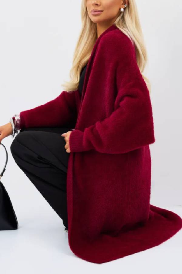 Oversized Long Fuzzy Knit Cardigan