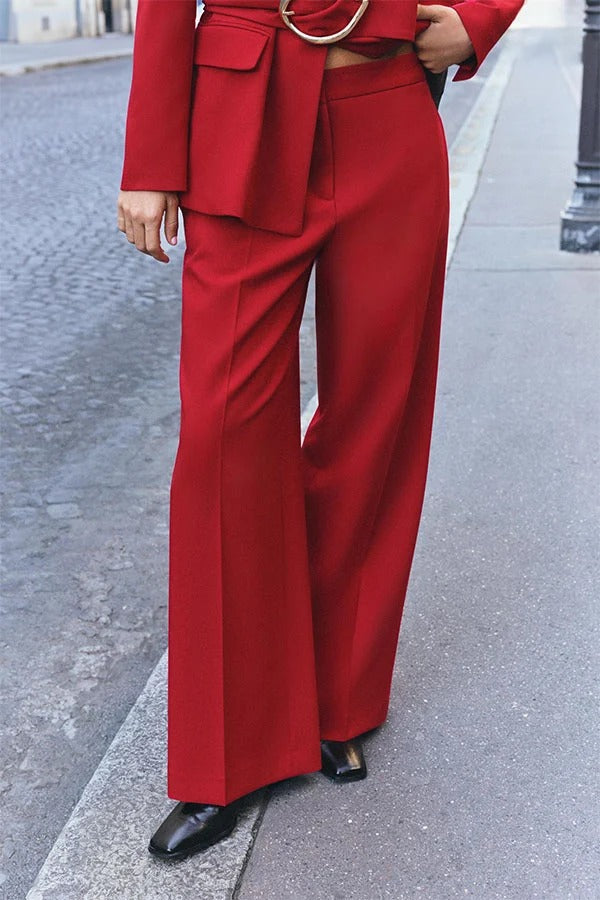 Elena High-Waisted Wide-Leg Trousers