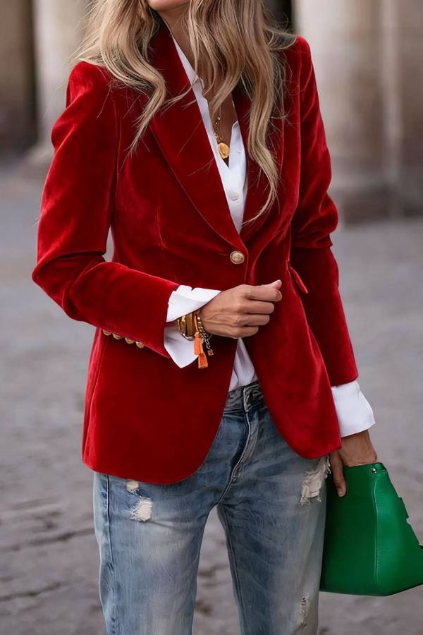 Vintage Velvet Slim-Fit Blazer