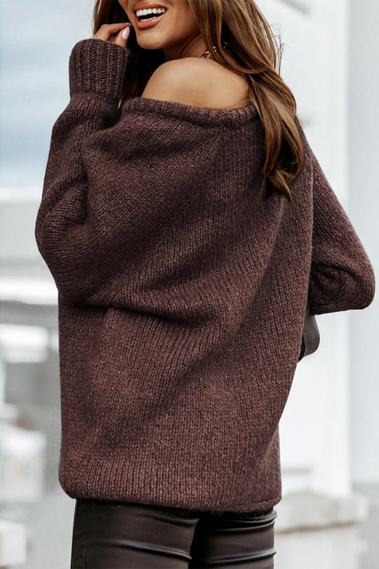 Women Ribbed Knitted Oversized Pullover Sweater