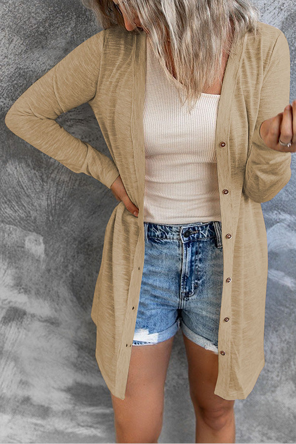 Casual Button Front Open Front Cover Up