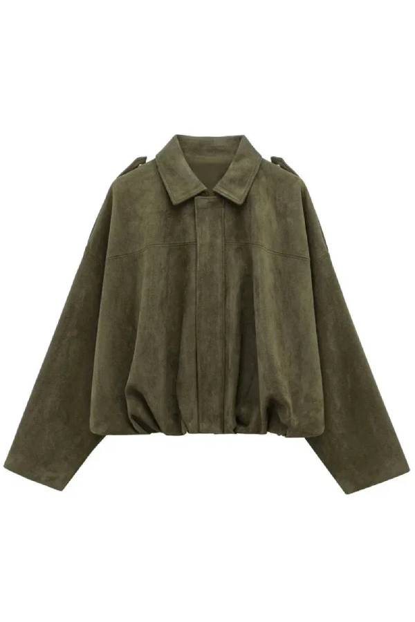 Oversized Short Suede Effect Jacket for Women