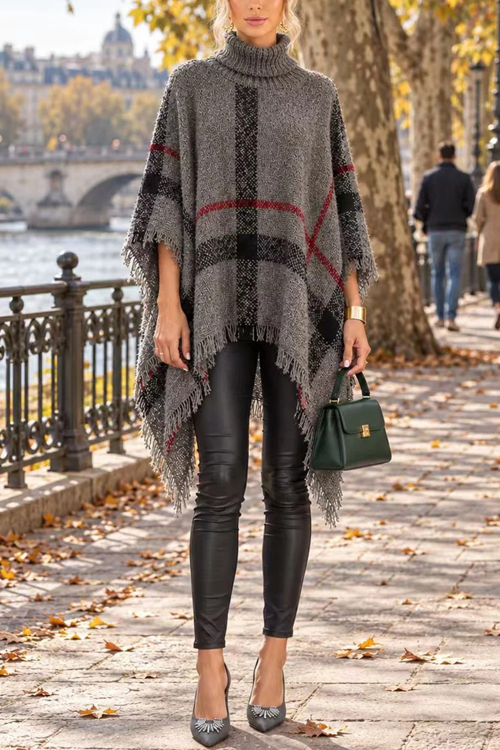 Chicest Tassel Lattice Cloak Poncho Sweater