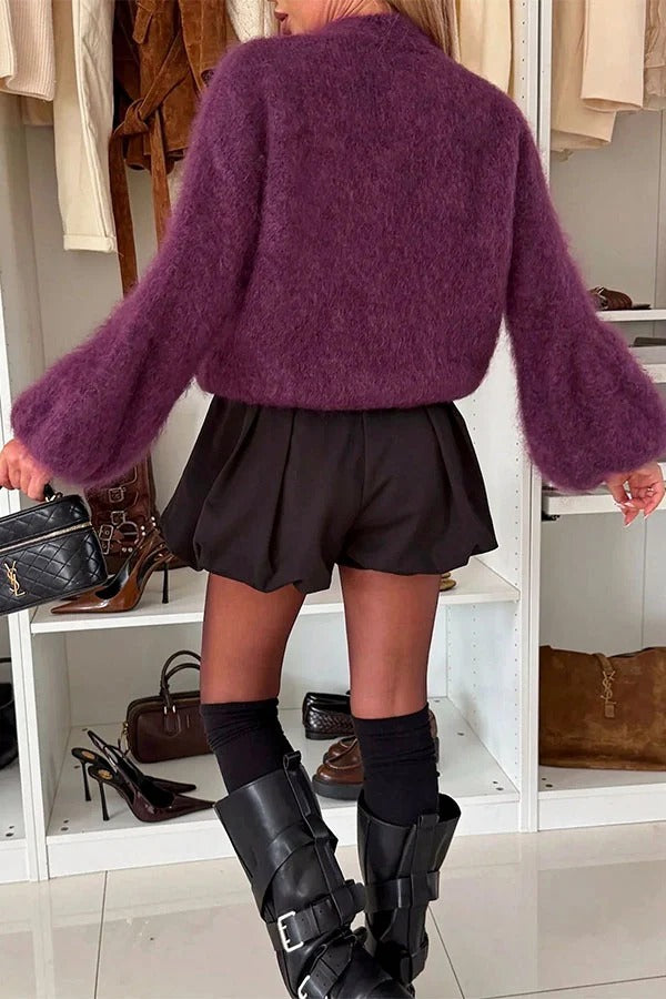 Chloe's Cozy Fluffy Lantern Sleeve Cardigan