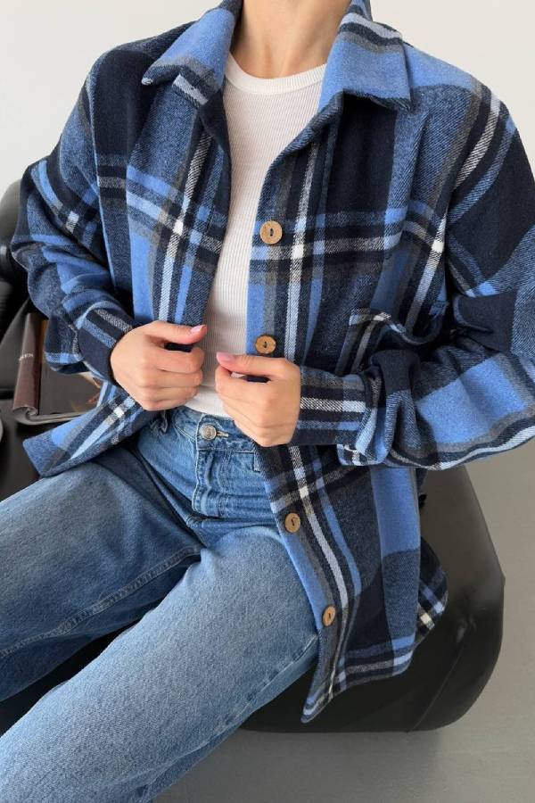 Vintage Plaid Oversized Flannel Shirt Jacket