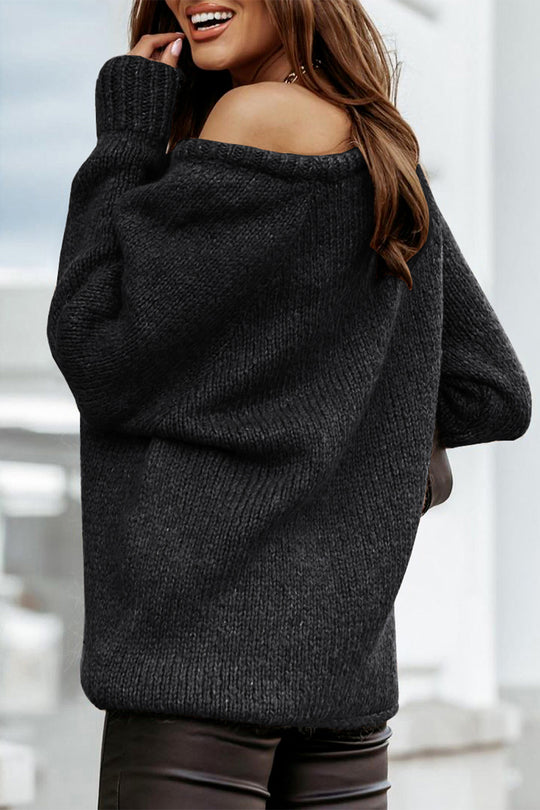 Women Ribbed Knitted Oversized Pullover Sweater