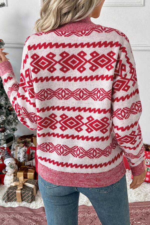 Christmas jacquard letter turtleneck sweater