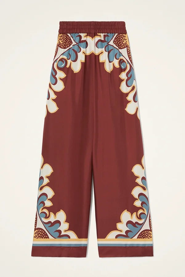 Bohemian Dreams Unique Print Elastic Waist Pocket Wide Leg Pants