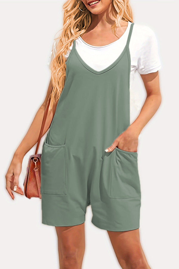 Zip pocket suspenders jumpsuit