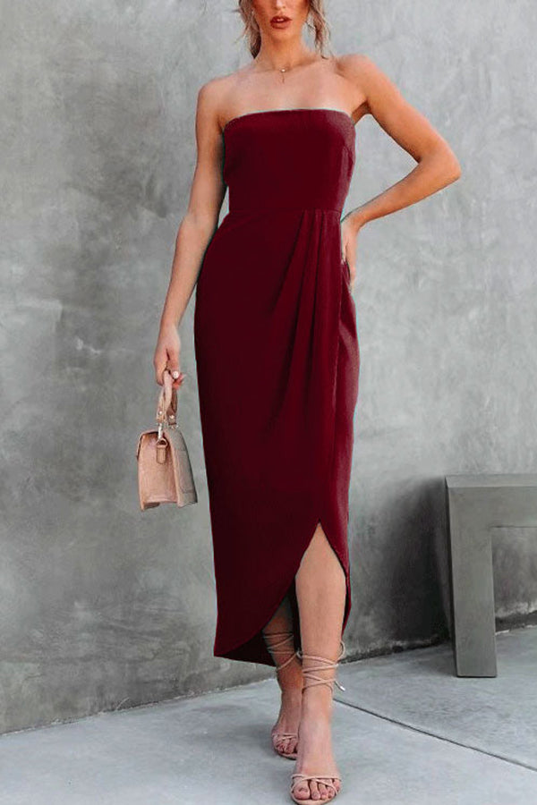 Sleeveless Off Shoulder Slit Irregular Party Dress